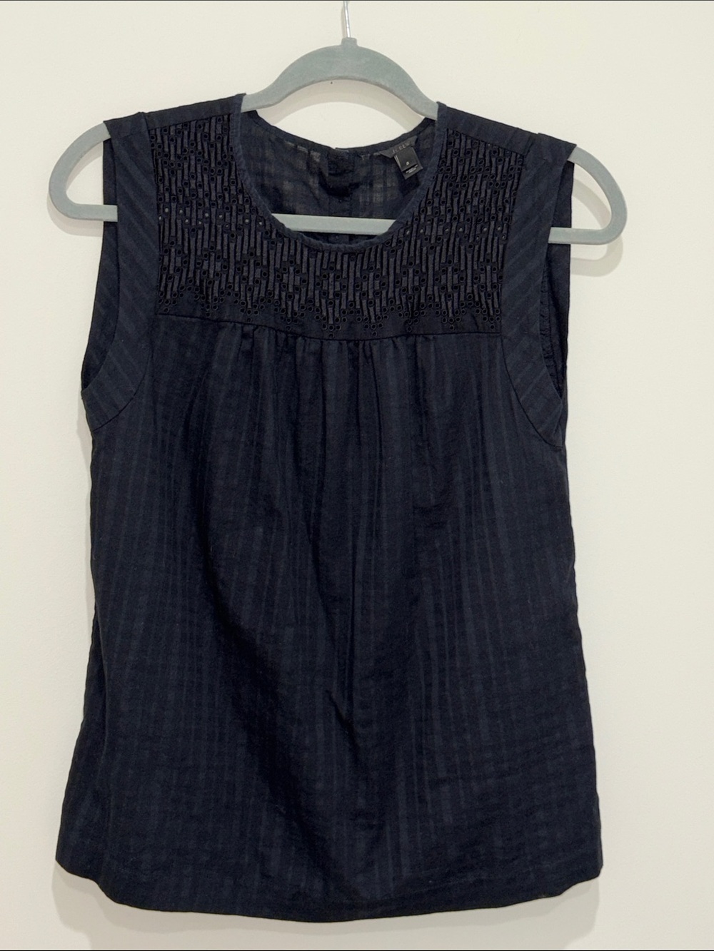 J. Crew Black Sleeveless Embroidered Yoke Top - Women